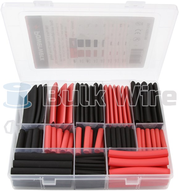 Picture of 198 Piece Assorted Heat Shrink Tubing Kit, Red & Black, 1" to 1/8"