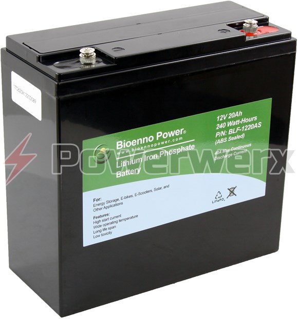 Picture of Bioenno BLF-1220AS 12V, 20Ah Lithium Iron Phosphate (LiFePO4) Battery, ABS