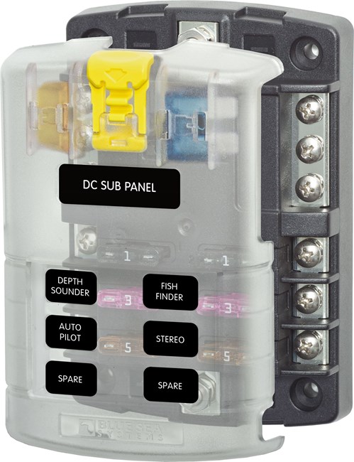 Picture of Blue Sea 5025 6 Circuit Blade Fuse Block with Cover and Negative Bus