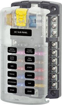 Picture of Blue Sea 5026 12 Circuit Fuse Block with Cover and Negative Bus