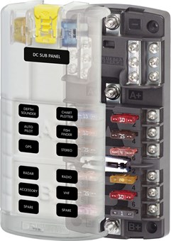 Blue Sea Systems 5026 ST Blade Fuse Block 12 Circuits with Negative Bus & Cover for sale online