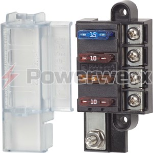 Picture of Blue Sea 5045B 4 Circuit ST Blade Compact Fuse Block with Cover, 4 Circuits Bulk