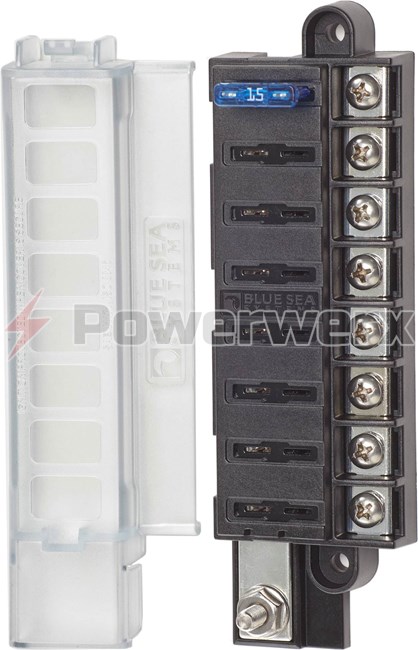 Picture of Blue Sea 5046 8 Circuit ST Blade Compact Fuse Block with Cover, 8 Circuits
