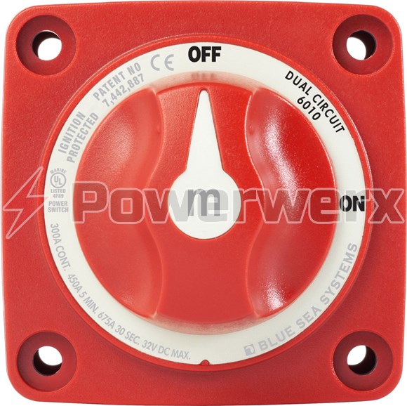 Blue Sea 6010 m-Series Mini Dual Circuit Battery Switch Red | Powerwerx