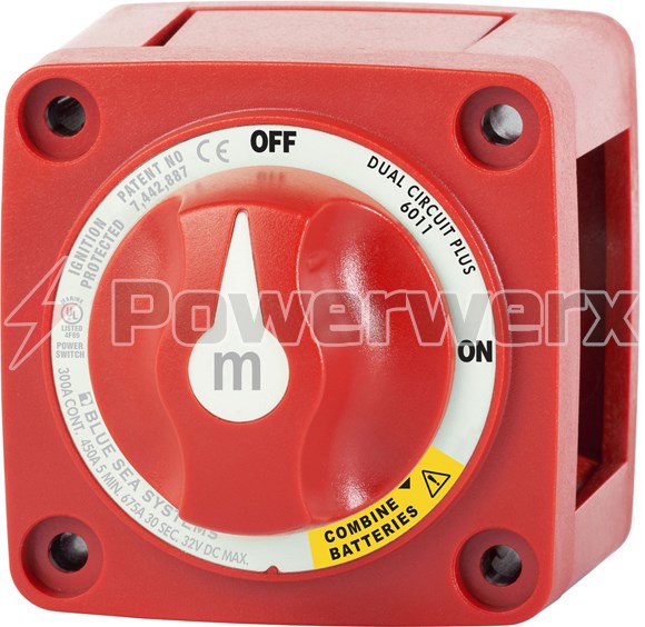 Picture of Blue Sea 6011 m-Series Mini Dual Circuit Plus Battery Switch Red