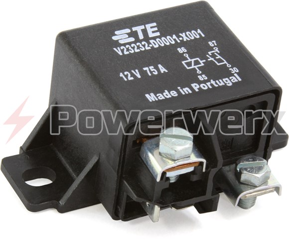 Picture of Bosch Tyco TE Connectivity V23232-D0001-X001 332002150 High Power Relay, 4 Terminals, Dual Contact, SPST, 12V, 75 Amps