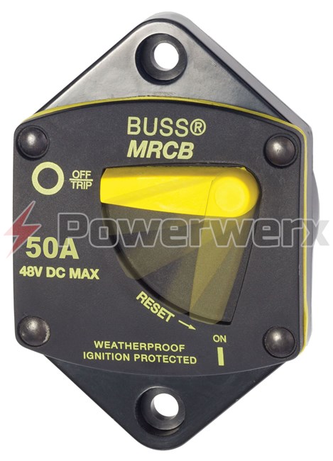 Picture of Eaton Bussmann 187P Series Resettable Waterproof Circuit Breaker Panel Mount, 50A