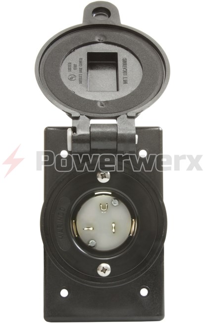 Picture of Marinco Manual AC Receptacle Inlet 120VAC, 20A, Water Tight, Black Color