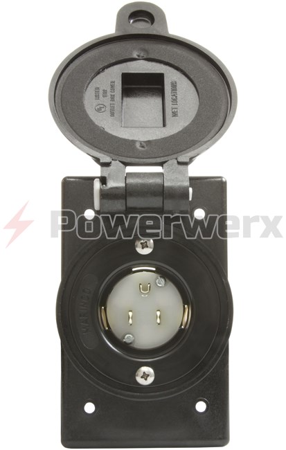 Picture of Marinco Manual AC Receptacle Inlet 120VAC,15A, Water Tight, Black Color