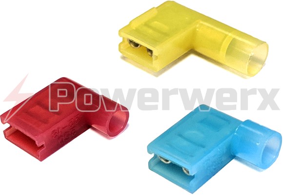 Blue Fully Insulated 90 Degree Flag Connector Terminals Crimp Electrical 