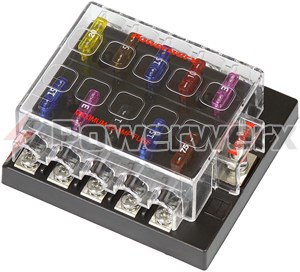 6 Way Blade Fuse Block，MOONLISA Car ATO/ATC Fuse Box Holder W/Negative with Waterproof Protective Cover Holder has 16Pcs Fuse and LED Indicator Suitable for 12V/24V Truck Boat Marine RV Van Vehicle 
