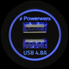 Picture of Powerwerx Backlit Blue Panel Mount Dual USB 4.8A Fast Device Charger for 12/24V Systems