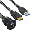 Picture of Powerwerx Panel Mount Combination USB 3.0 and HDMI with 6 foot Extension Cables