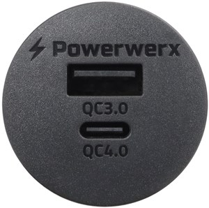 Picture of Powerwerx Panel Mount Combination USB QC3.0 and USB Type-C QC4.0 Fast Device Charger