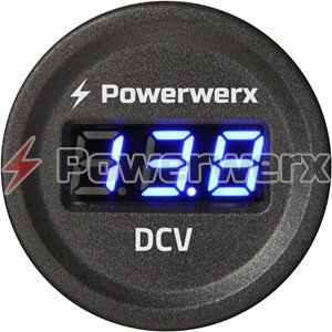 Picture of Powerwerx Panel Mount Digital Blue Volt Meter for 12/24V Systems