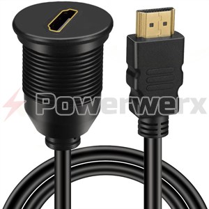 Picture of Powerwerx Panel Mount HDMI Male to Female with 6 ft. Extension Cable