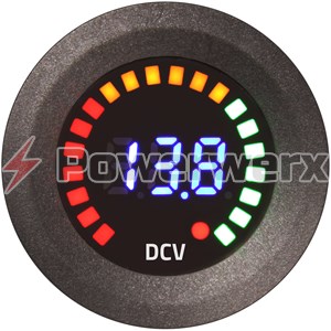 Picture of Powerwerx Panel Mount Segmented Digital Volt Meter with Graphic Racing Display