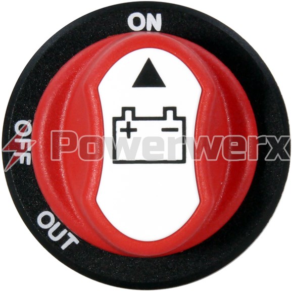 Picture of Powerwerx PanelHDSW-K Heavy Duty 100A Panel Mount ON-OFF Battery Switch with Removable Knob