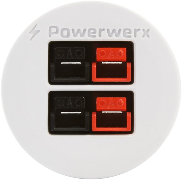 Picture of Powerwerx PanelPole2-White, Panel Mount Housing for Two Powerpole Connectors with a Weather Tight Cover in White