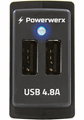 Picture of Powerwerx Switch Mounted Dual USB 4.8A Device Charger with Blue LED Voltage Display