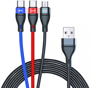 Picture of USB-3in1 Adaptor Cable, USB input to Apple Lightning, USB Type C and USB Micro