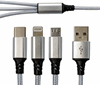 Picture of USB3in1 Silver Adaptor Cable, USB input to Apple Lightning, USB Type C and USB Micro